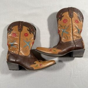 Dan Post Cowboy Boots Brown Leather Western Youth Size 6